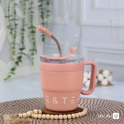 لیوان اسموتی استیل (coffe & tea )دسته دار